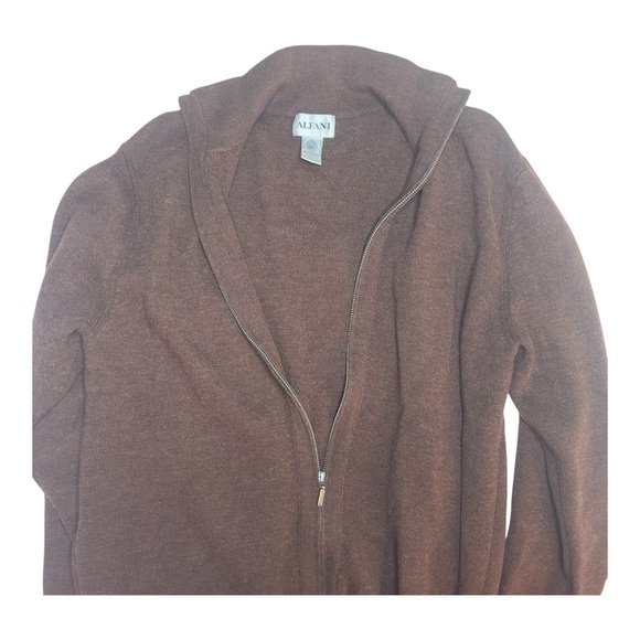 Alfani Men's Zip-Up Brown Sweater L 100% wool - Picture 3 of 5